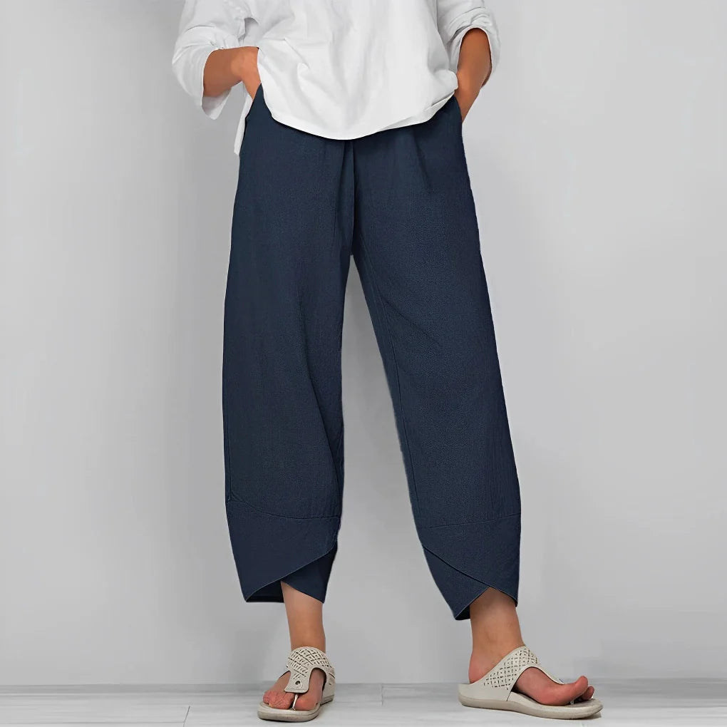Elegante Satinhose mit weitem Bein