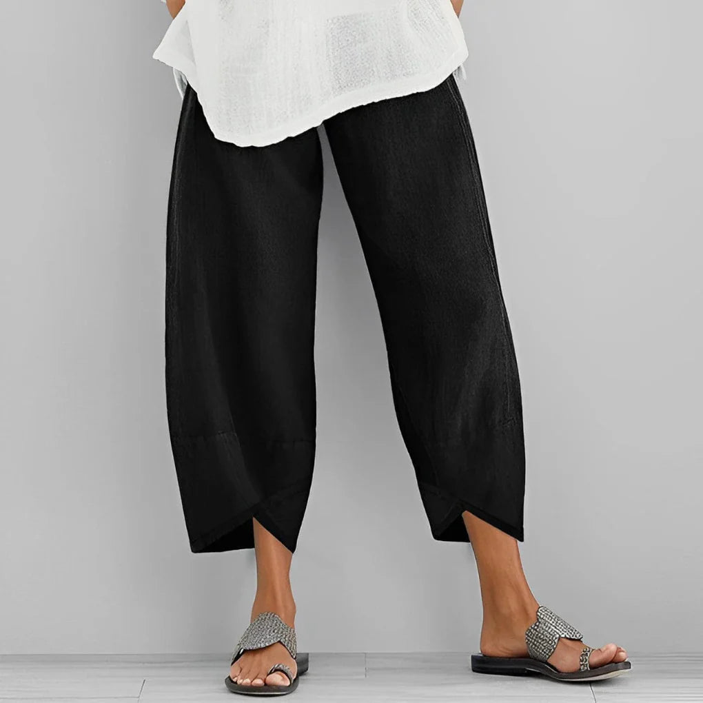 Elegante Satinhose mit weitem Bein
