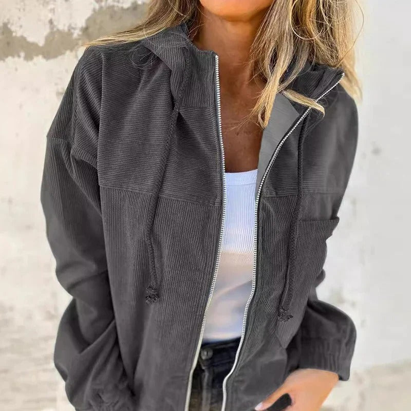 Casual Damenjacke mit Kapuze und Reißverschluss