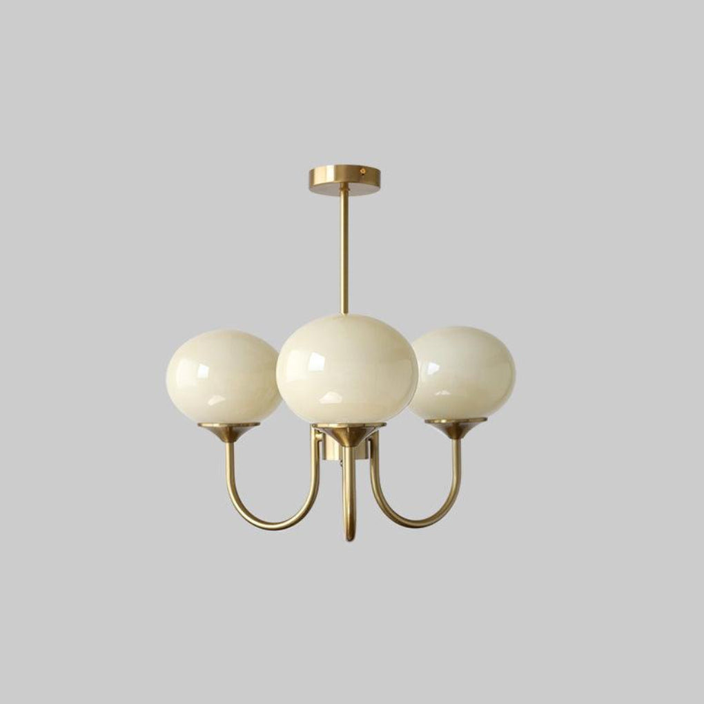 Modern pink and gold chandelier with elegant glass shades, ideal ceiling light fixture for chic home decor and illumination.