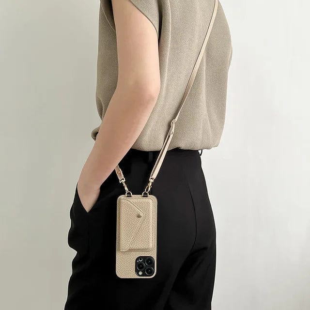 Crossbody-Telefonhülle aus Leder – Mit Umhängeband und integriertem Kartenhalter