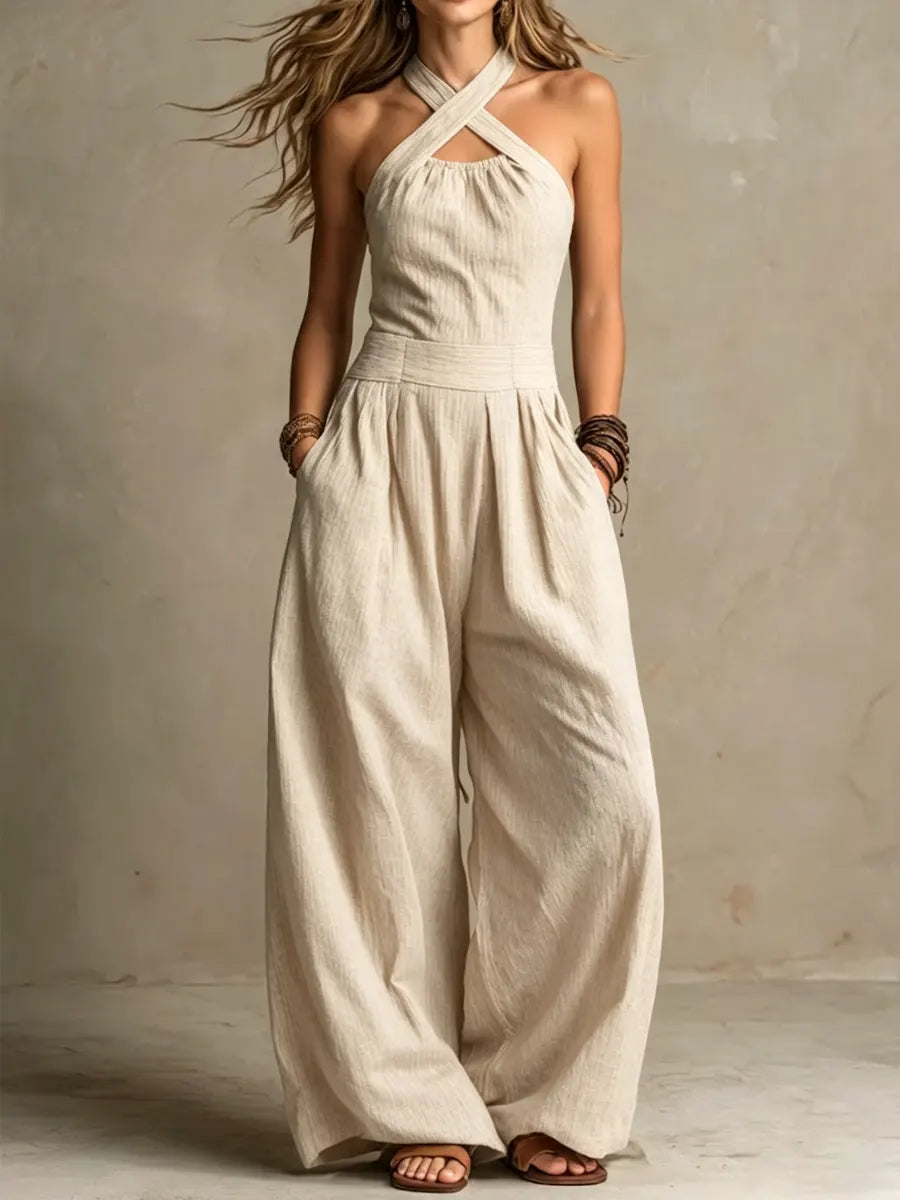 Damen Eleganter Overall mit Wickelausschnitt