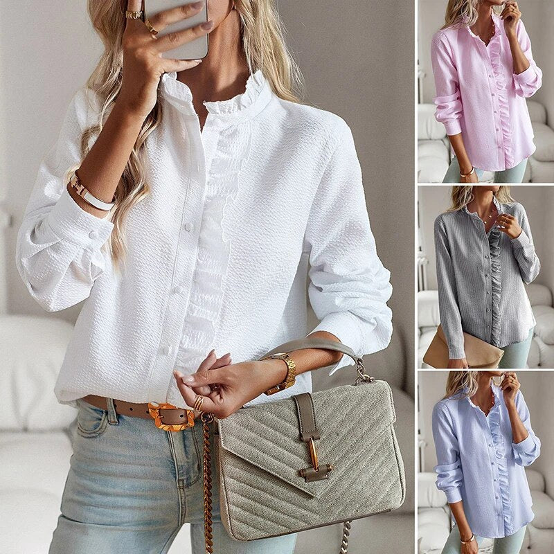 Damen Elegante Gestreifte Bluse