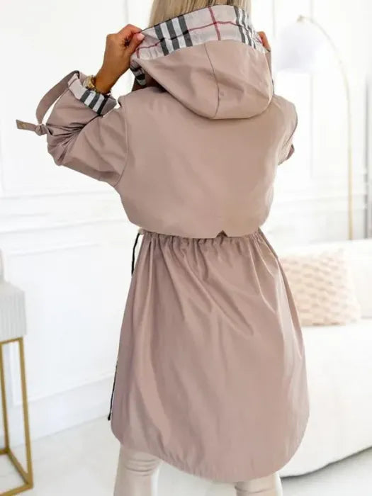 Damen Eleganter Zip-Mantel mit Kapuze