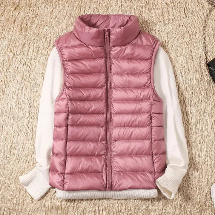 Winddichte Damen-Bodywarmer mit Reißverschluss und sportlicher Passform