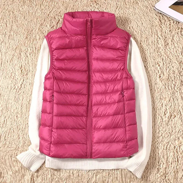 Winddichte Damen-Bodywarmer mit Reißverschluss und sportlicher Passform