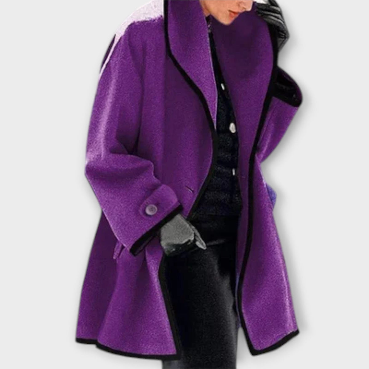 Damen Eleganter Trenchcoat mit Kontrastbesatz