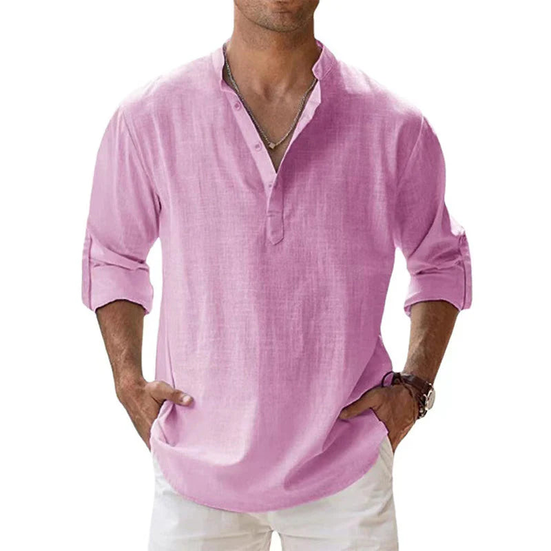 Zup Henley-stijl strandoverhemd voor heren