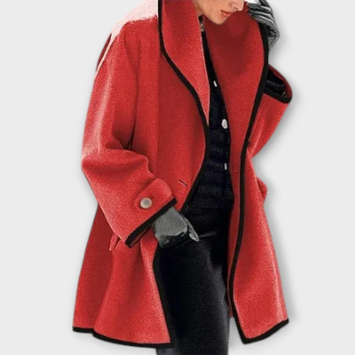 Damen Eleganter Trenchcoat mit Kontrastbesatz