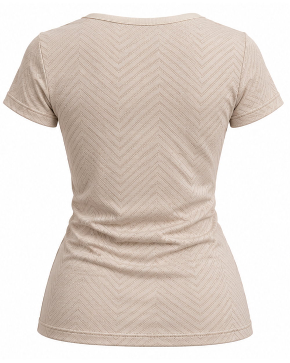 Champagnerfarbenes Damen T-Shirt mit Strukturmuster, Rückenansicht