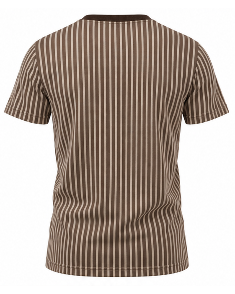 Braun-beige gestreiftes Herren T-Shirt, Rückenansicht