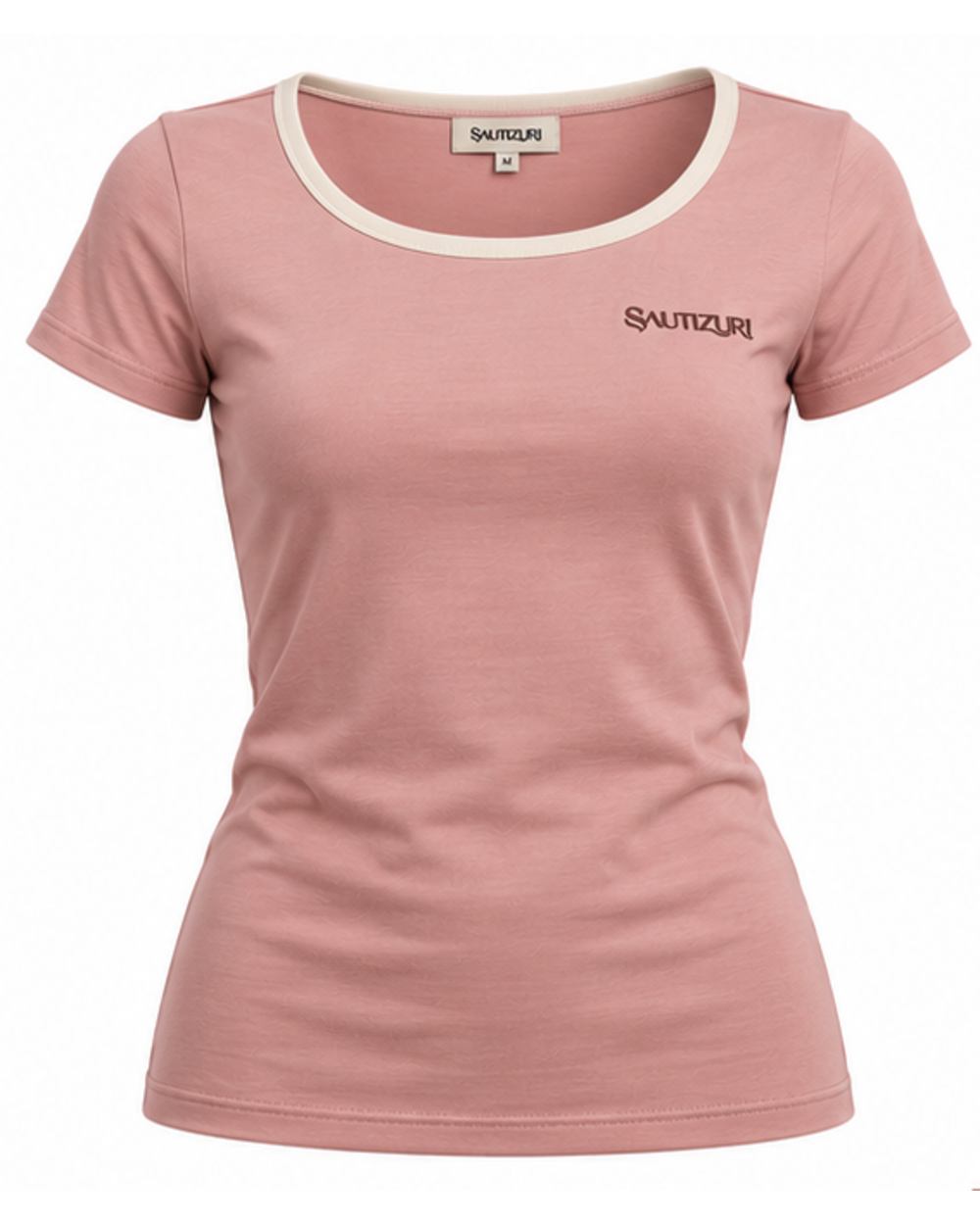 Rosé Damen T-Shirt mit elfenbeinfarbenem Ballett-Ausschnitt, Vorderansicht
