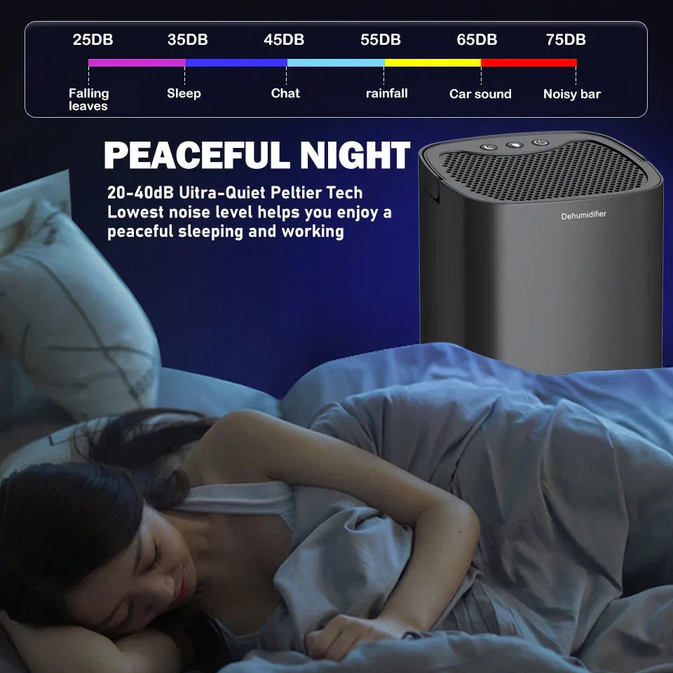 Small Dehumidifier for Bedroom and Room with 1000ml Tank Night Light and Air Purifier
