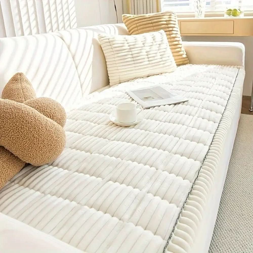 Sofa Couch Seat Cushion Cover with Plush Quilted Design and Non-Slip Backing Stretchable