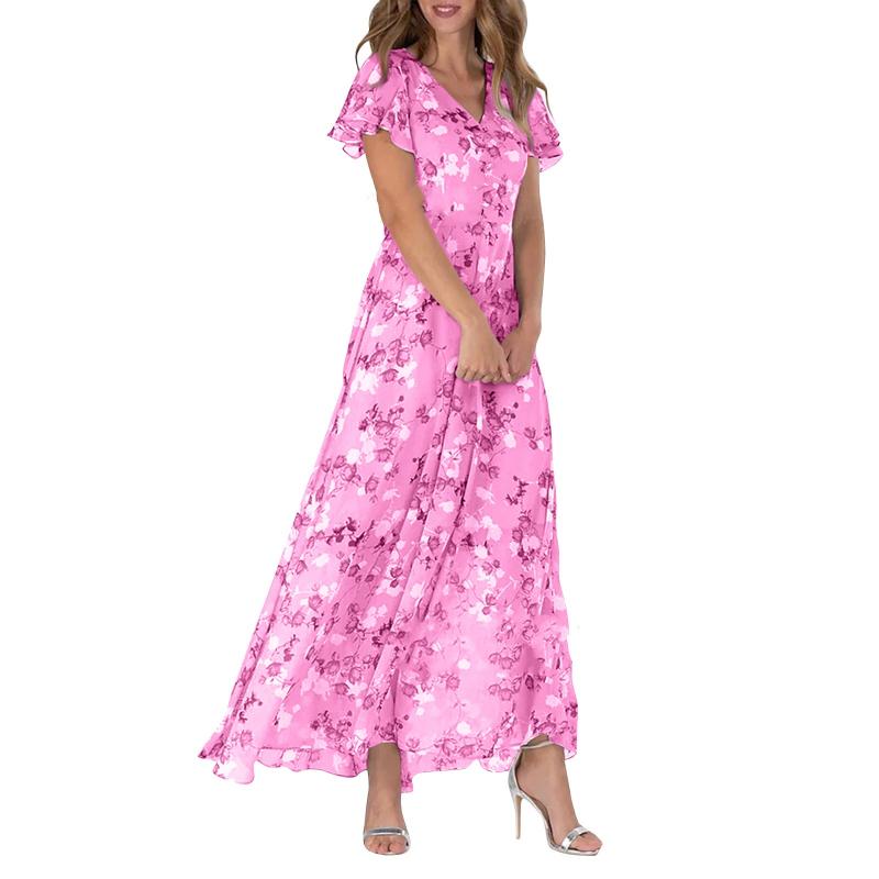 Maxikleid mit Schmetterlingsärmeln und Blumenmuster