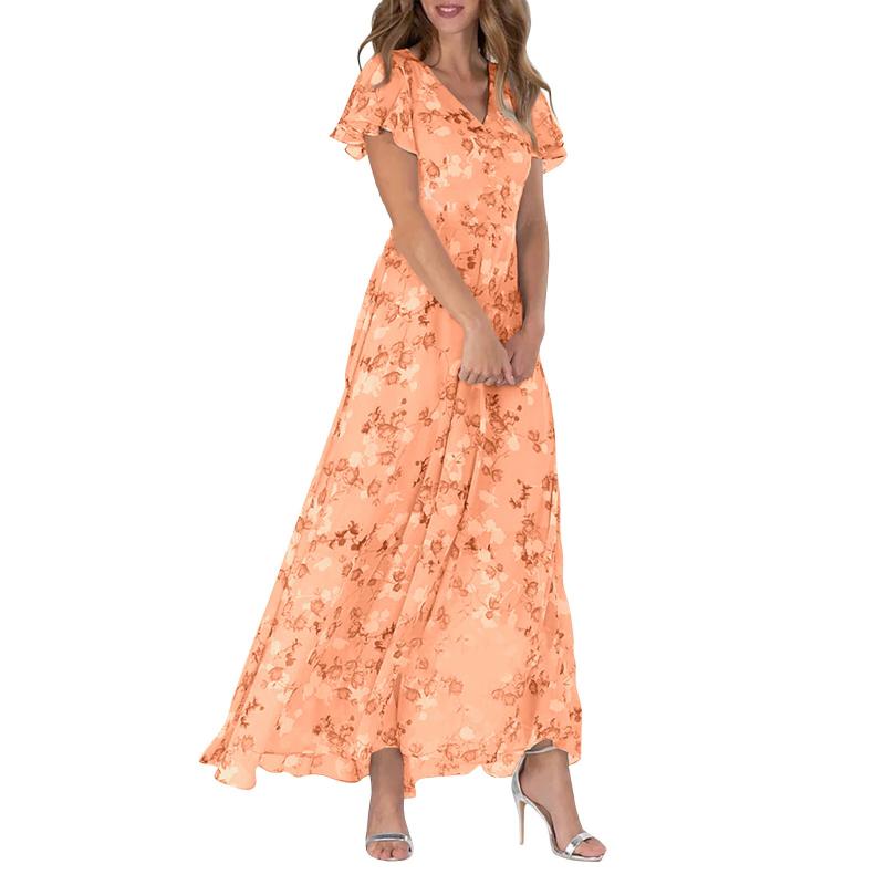 Maxikleid mit Schmetterlingsärmeln und Blumenmuster