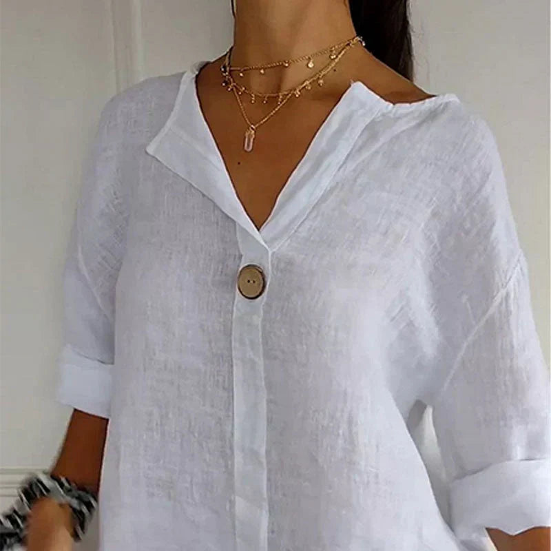 Damen Elegante Vielseitige Knopfbluse mit V-Ausschnitt