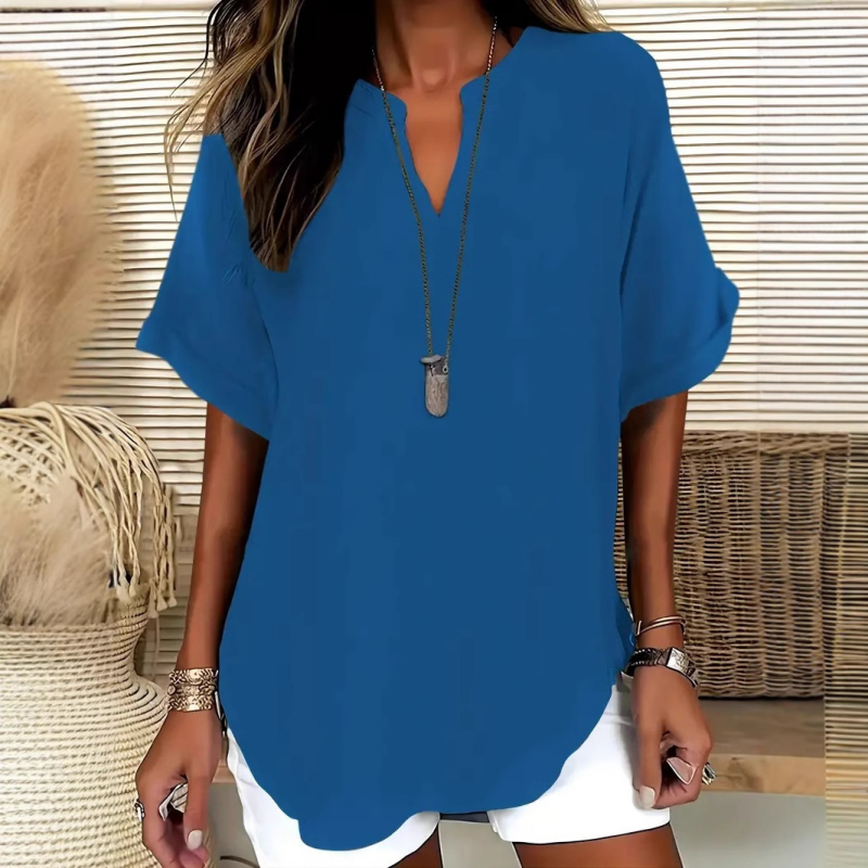 Damen Elegantes Leichtes Top mit V-Ausschnitt