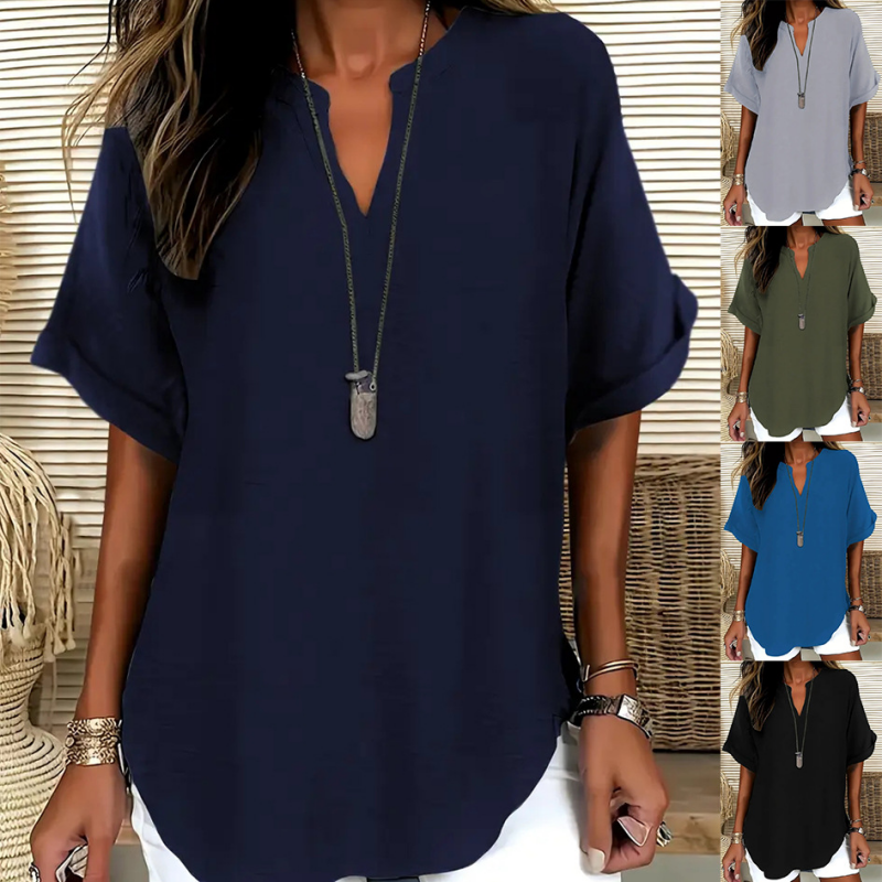 Damen Elegantes Leichtes Top mit V-Ausschnitt