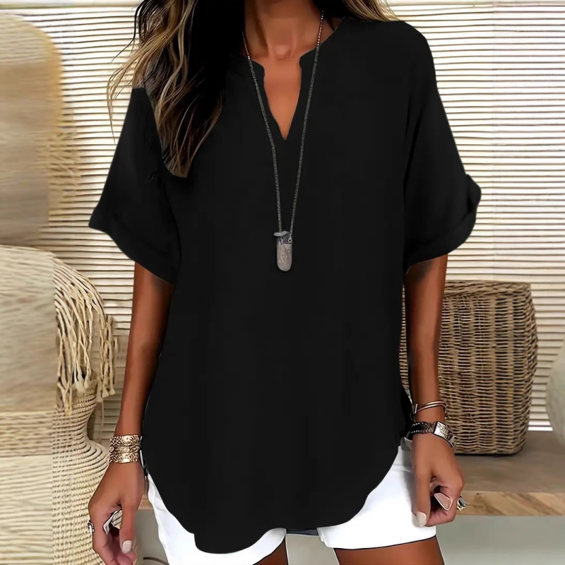 Damen Elegantes Leichtes Top mit V-Ausschnitt