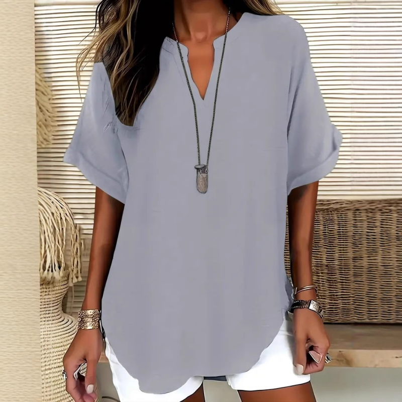 Damen Elegantes Leichtes Top mit V-Ausschnitt