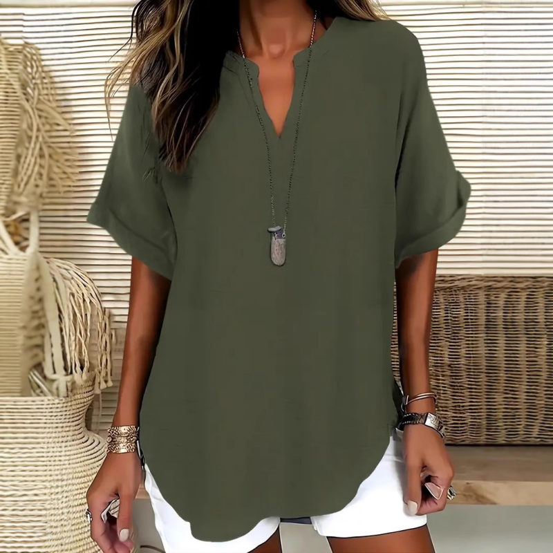Damen Elegantes Leichtes Top mit V-Ausschnitt