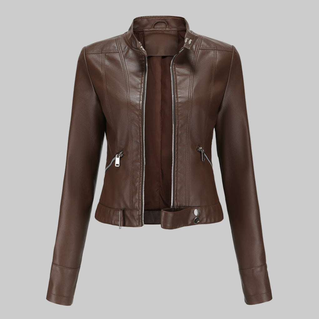Damen-Lederjacke – Elegantes Statement-Oberbekleidungsstück