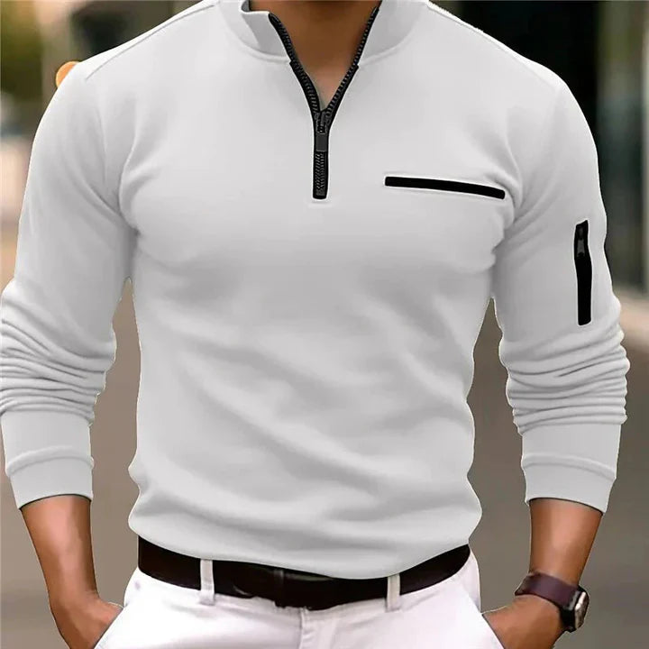 Herren Zip-Up Sweatshirt mit Brusttasche