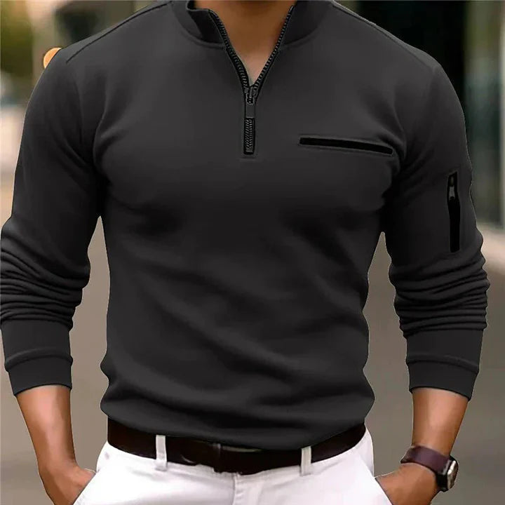 Herren Zip-Up Sweatshirt mit Brusttasche