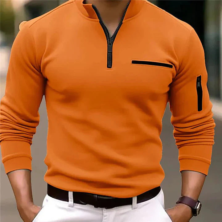 Herren Zip-Up Sweatshirt mit Brusttasche