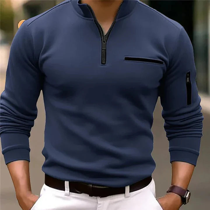 Herren Zip-Up Sweatshirt mit Brusttasche