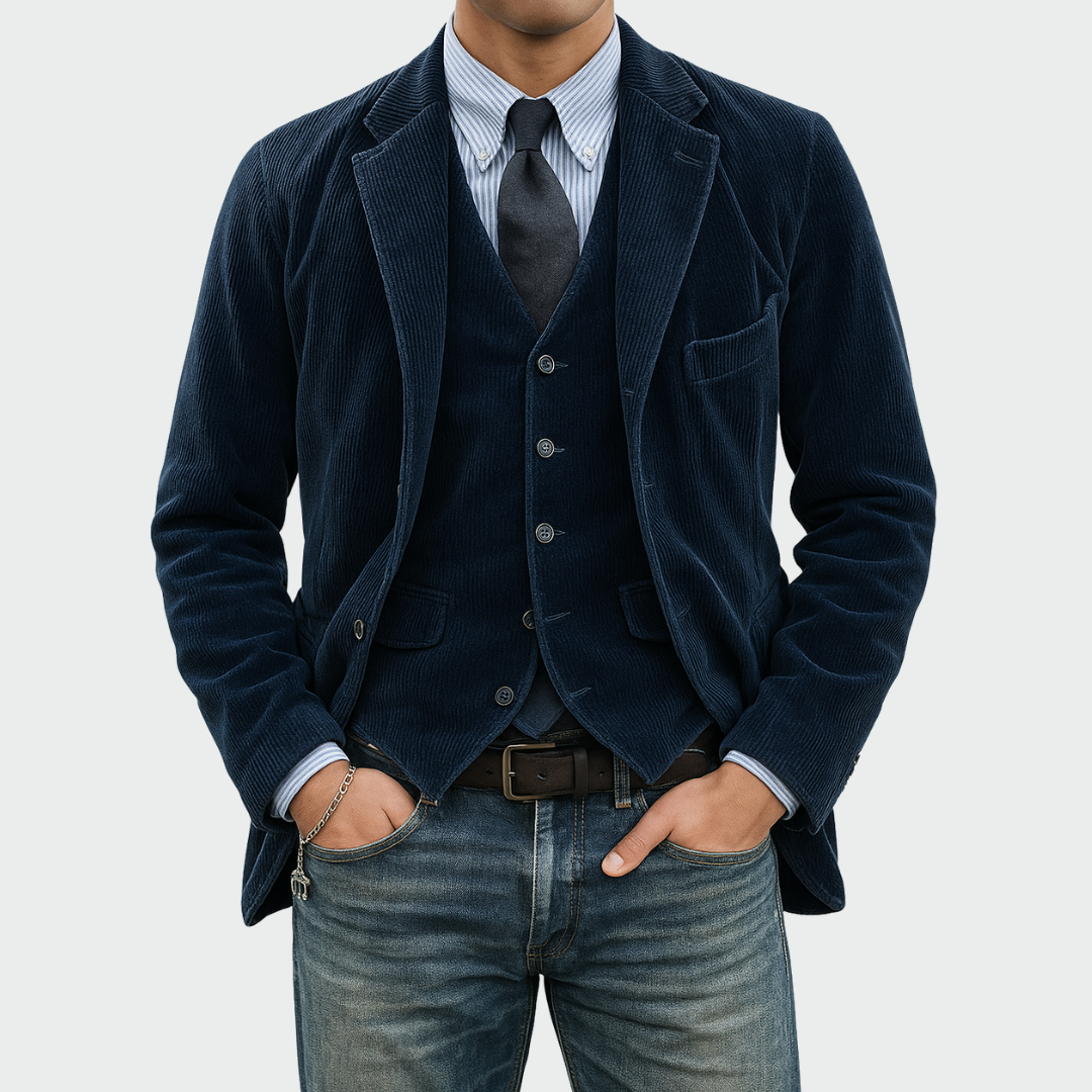 Herren Elegantes Zweiteiliges Anzugjacke und Weste Set
