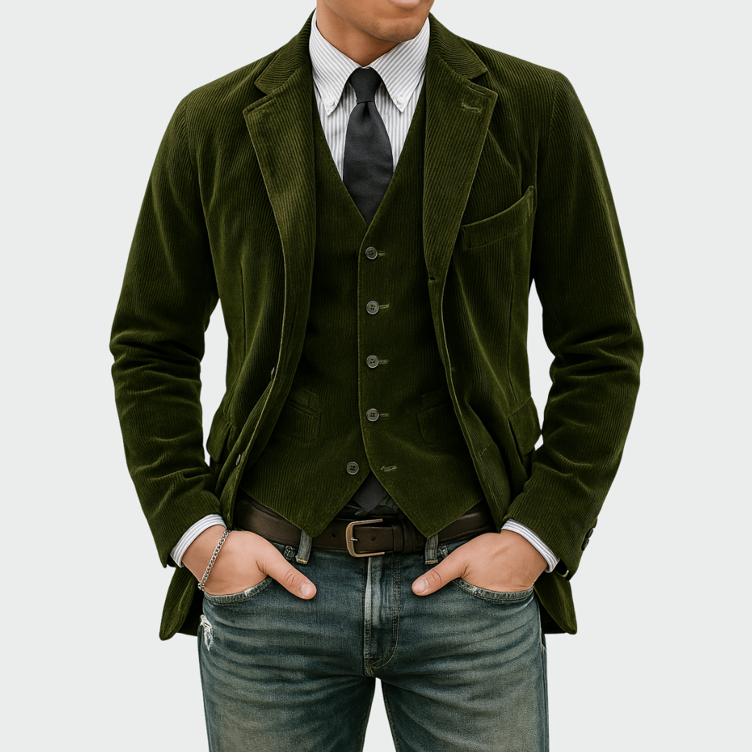 Herren Elegantes Zweiteiliges Anzugjacke und Weste Set