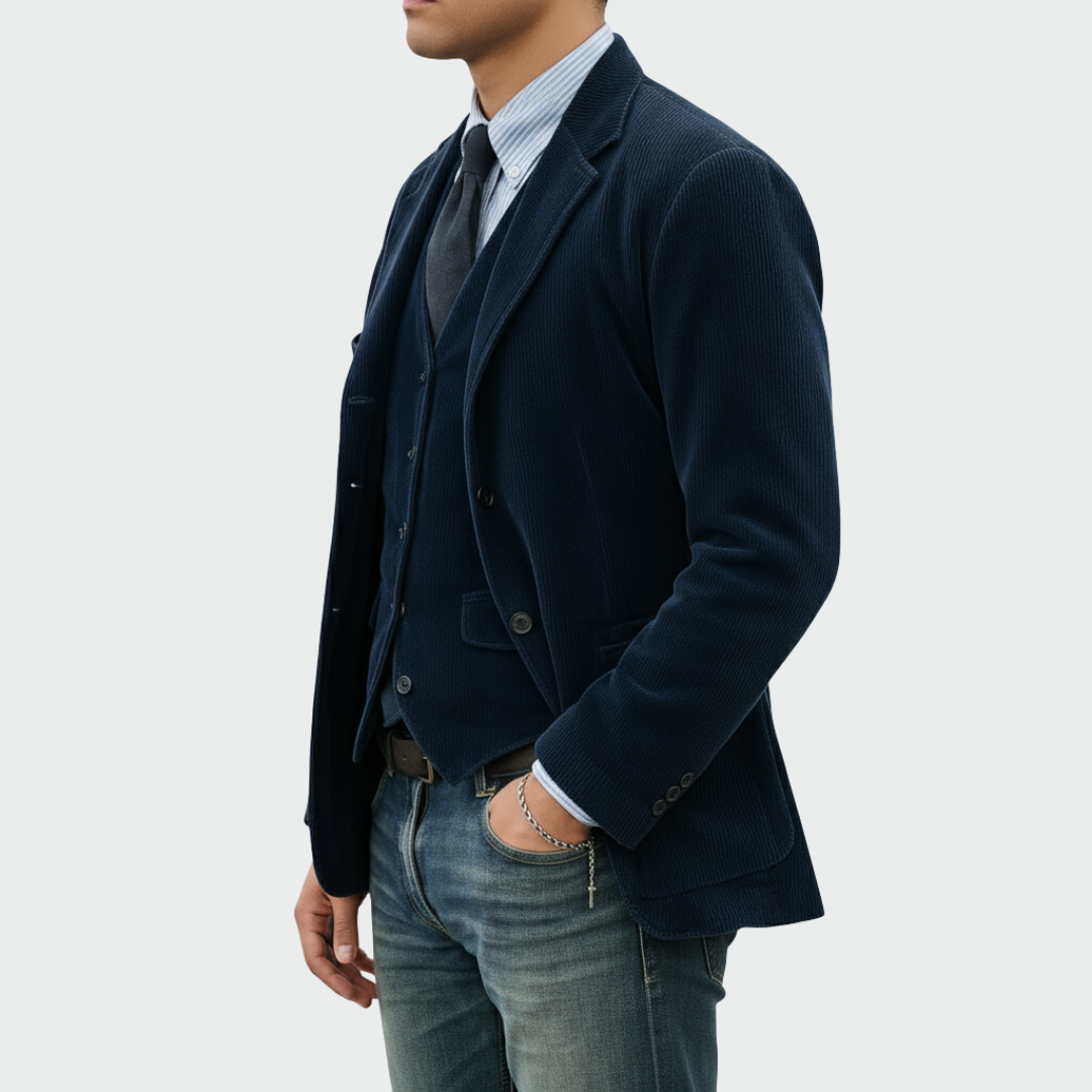 Herren Elegantes Zweiteiliges Anzugjacke und Weste Set