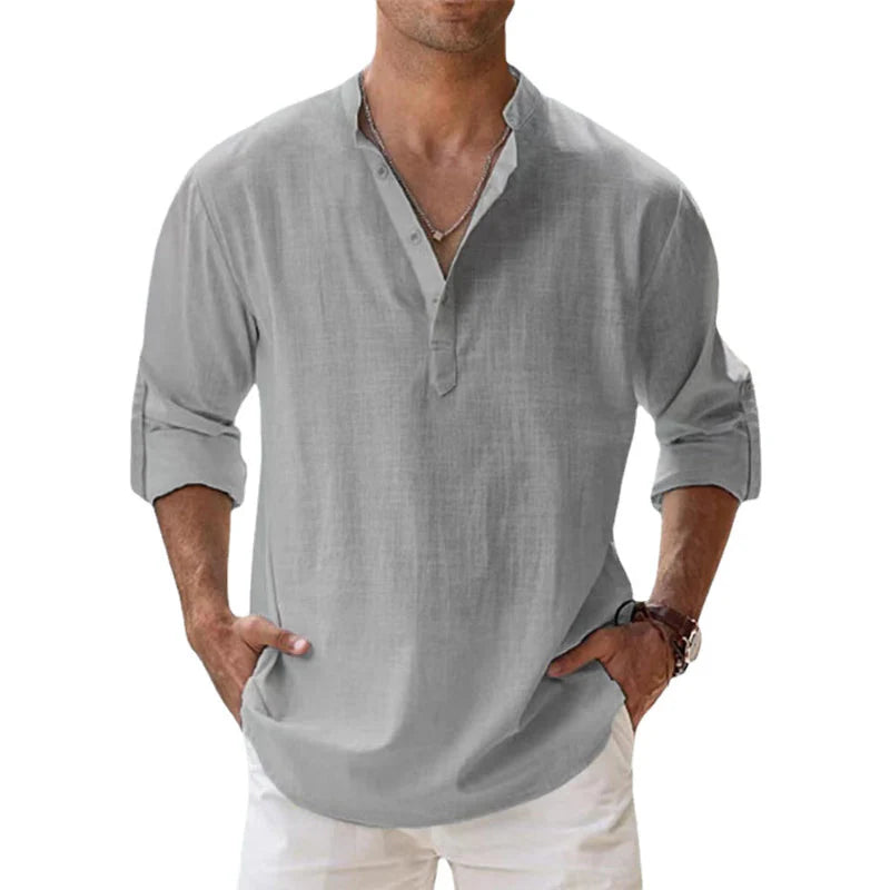 Zup Henley-stijl strandoverhemd voor heren