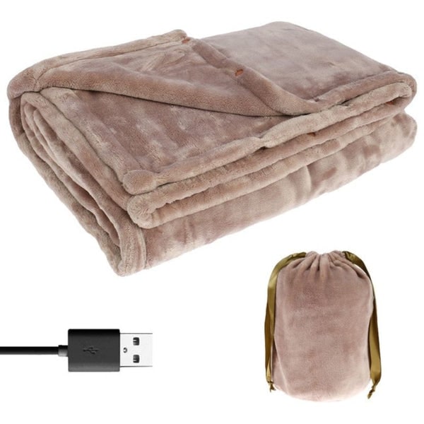 USB Heated Blanket Throw with Cordless Portable Design and Fleece Fabric Queen Size