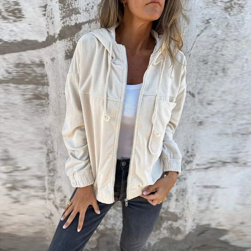 Casual Damenjacke mit Kapuze und Reißverschluss