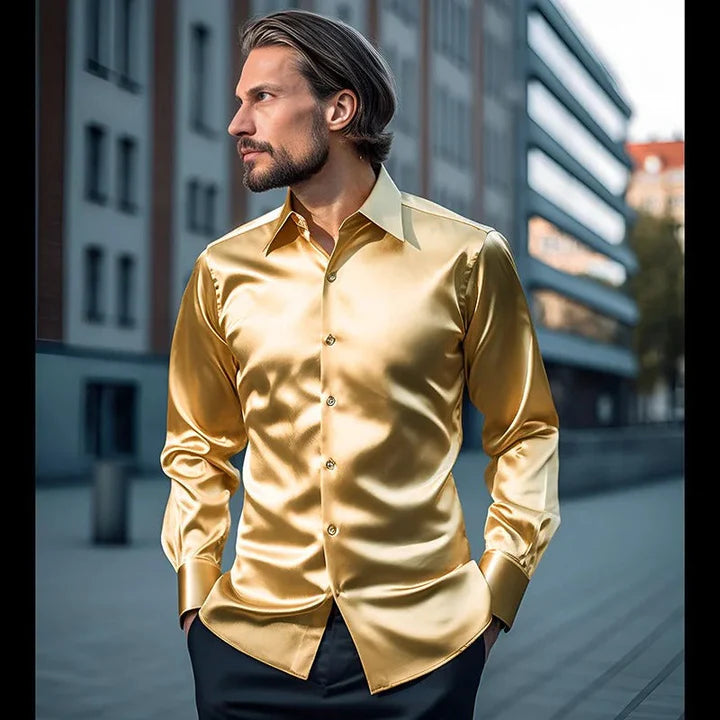 Glänzendes Herrenhemd mit Satin-Finish für stilvolle Auftritte
