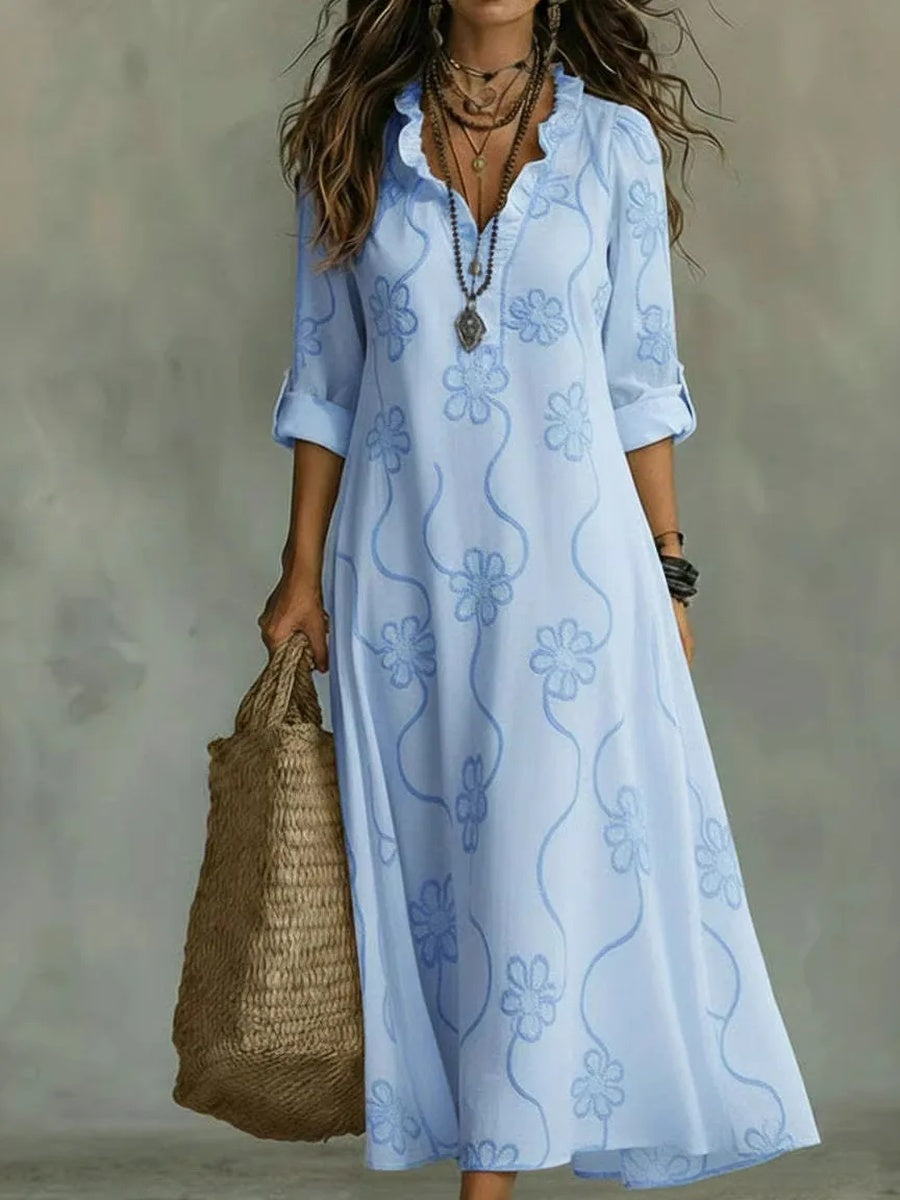 Damen Langes Sommerkleid mit Blumenmuster