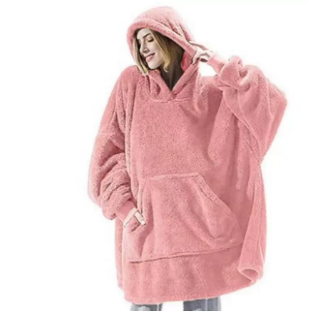 Wearable Blanket Hoodie with Oversized Fleece and Kangaroo Pocket