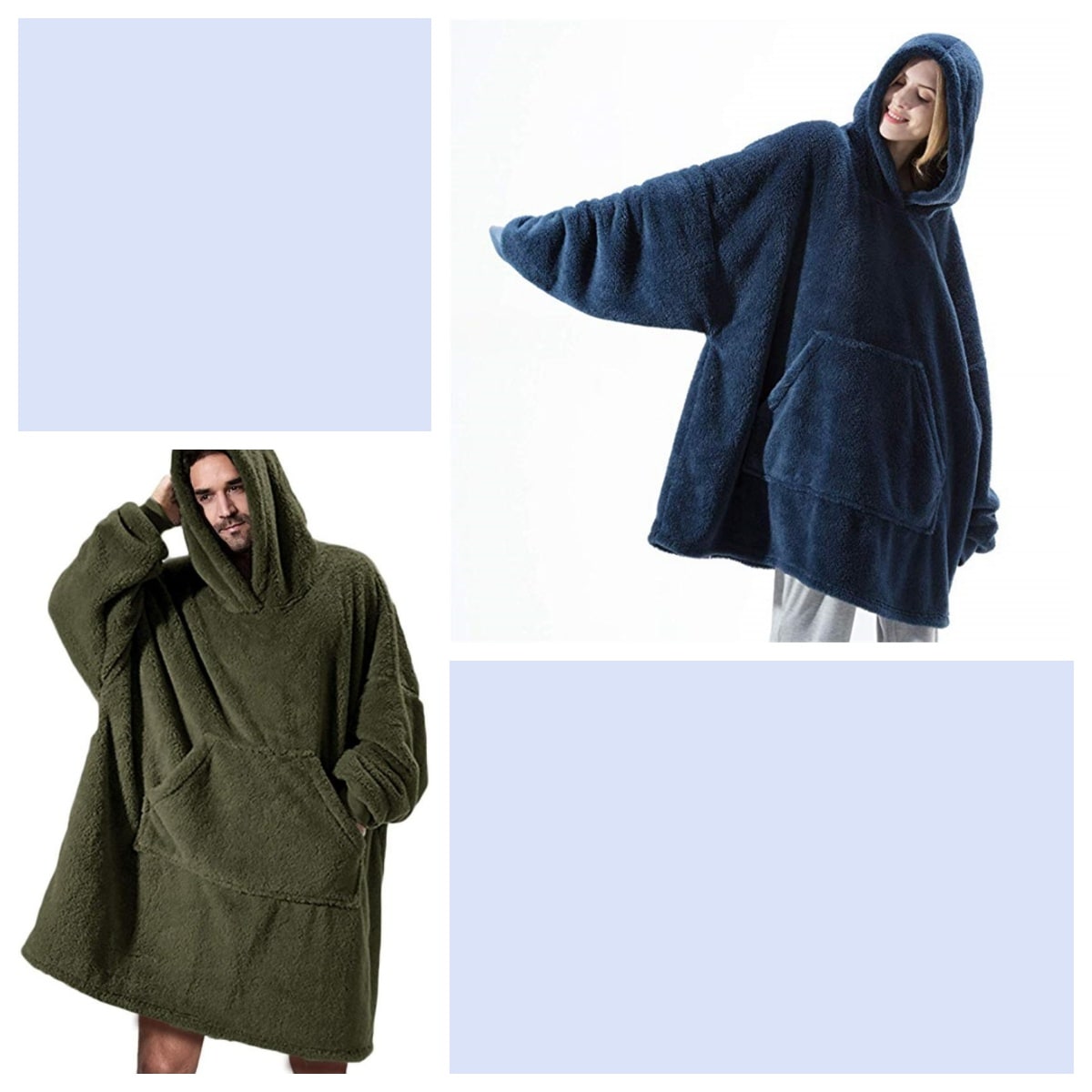 Wearable Blanket Hoodie with Oversized Fleece and Kangaroo Pocket