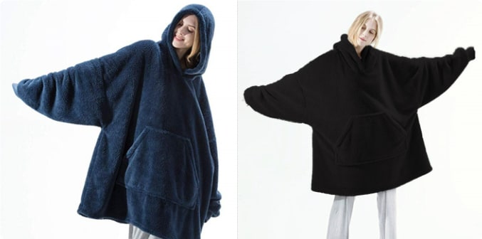 Wearable Blanket Hoodie with Oversized Fleece and Kangaroo Pocket