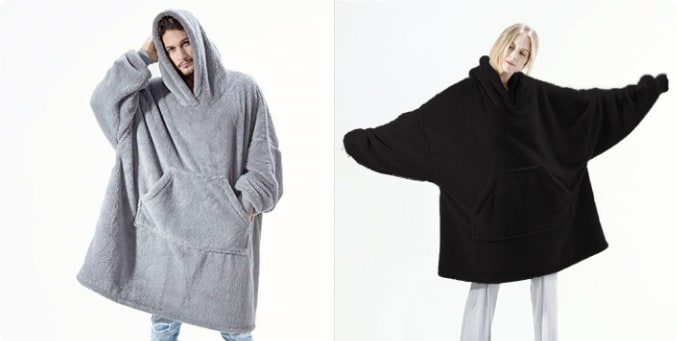 Wearable Blanket Hoodie with Oversized Fleece and Kangaroo Pocket