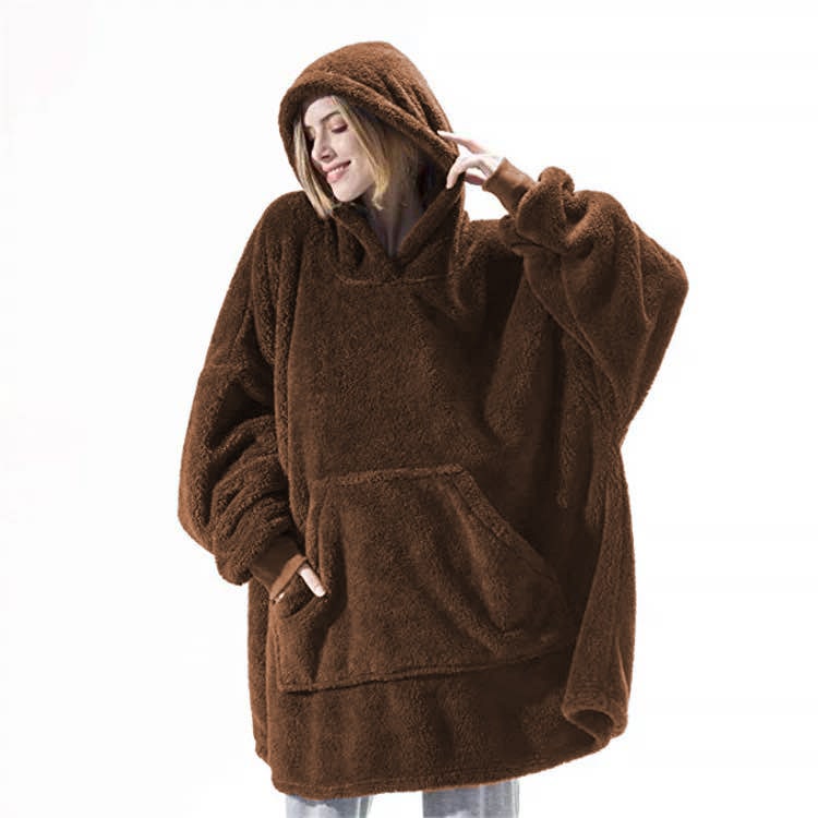 Wearable Blanket Hoodie with Oversized Fleece and Kangaroo Pocket