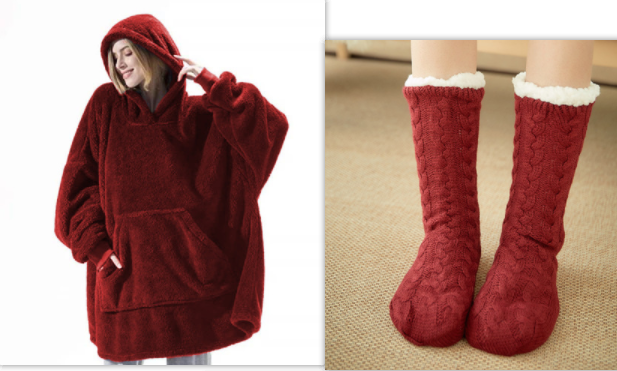Wearable Blanket Hoodie with Oversized Fleece and Kangaroo Pocket