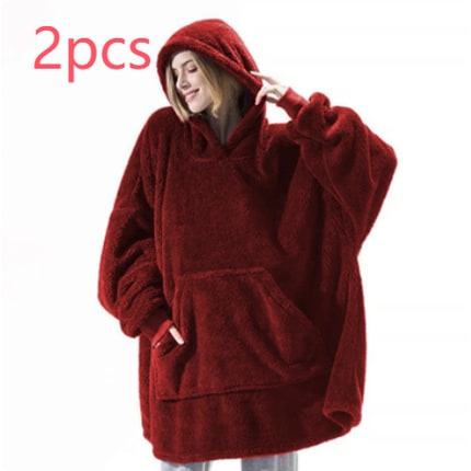 Wearable Blanket Hoodie with Oversized Fleece and Kangaroo Pocket
