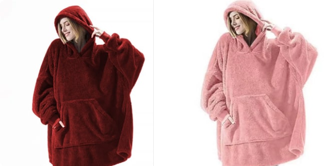 Wearable Blanket Hoodie with Oversized Fleece and Kangaroo Pocket
