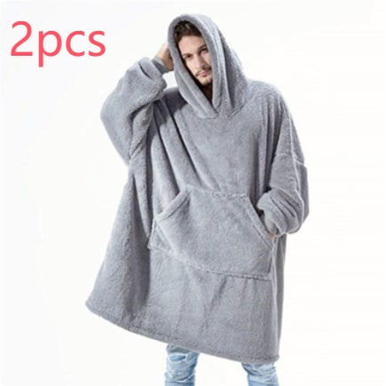 Wearable Blanket Hoodie with Oversized Fleece and Kangaroo Pocket
