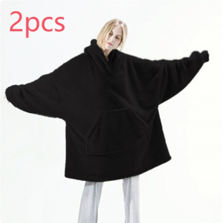 Wearable Blanket Hoodie with Oversized Fleece and Kangaroo Pocket
