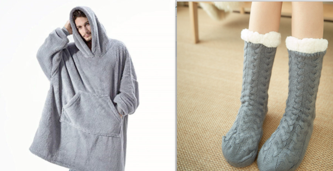 Wearable Blanket Hoodie with Oversized Fleece and Kangaroo Pocket